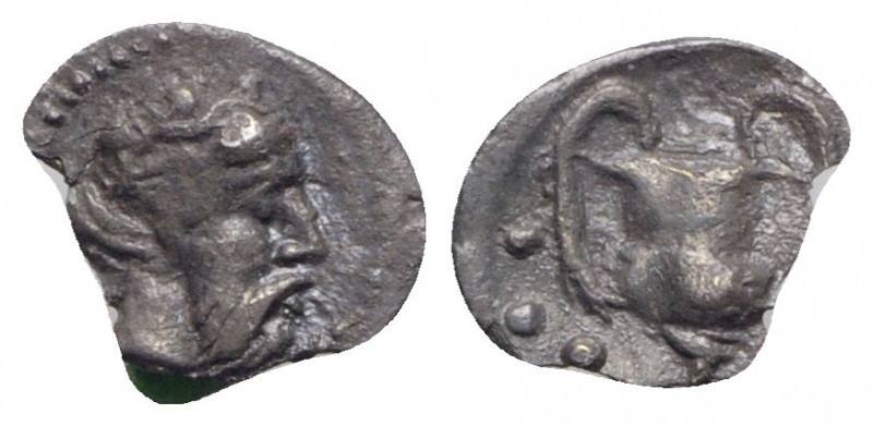 Sicily, Naxos, c. 461-430 BC. AR Hemilitron (8mm, 0.13g, 12h). Wreathed and bear...