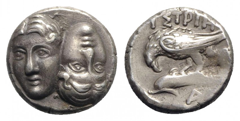 Moesia, Istros, c. 256/5-240 BC. AR Drachm (16mm, 5.30g). Facing male heads, the...