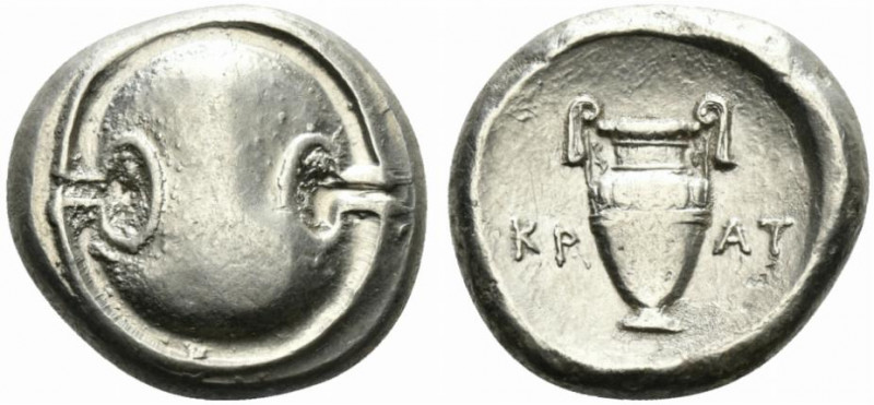 Boeotia, Thebes, c. 395-338 BC. AR Stater (22mm, 12.20g). Krat-, magistrate, c. ...