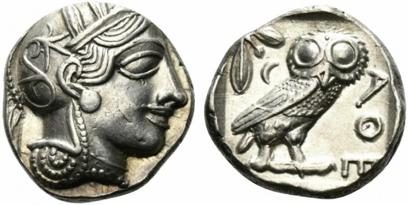 Attica, Athens, c. 454-404 BC. AR Tetradrachm (23mm, 17.13g, 9h). Helmeted head ...