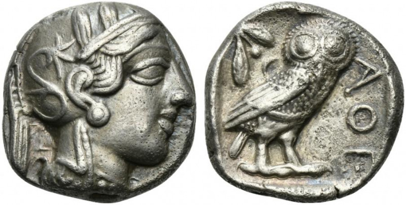 Attica, Athens, c. 454-404 BC. AR Tetradrachm (23mm, 16.91g, 9h). Helmeted head ...