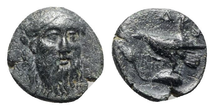 Mysia, Adramytion, 4th century BC. Æ (12mm, 1.65g, 3h). Laureate head of Zeus fa...