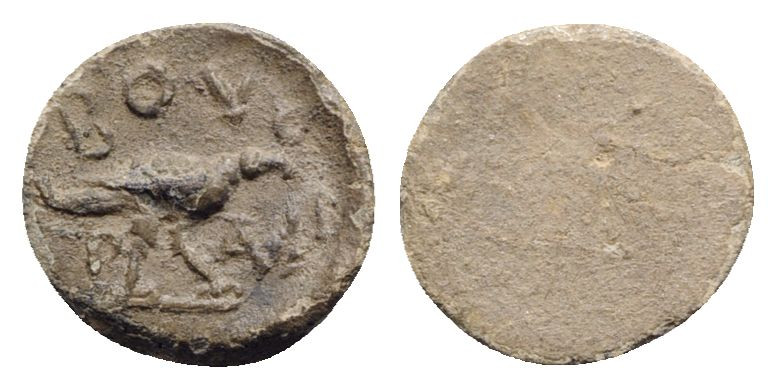 Greek PB Tessera (14mm, 1.95g). Eagle standing r.; BOV above, P-A below. R/ Blan...