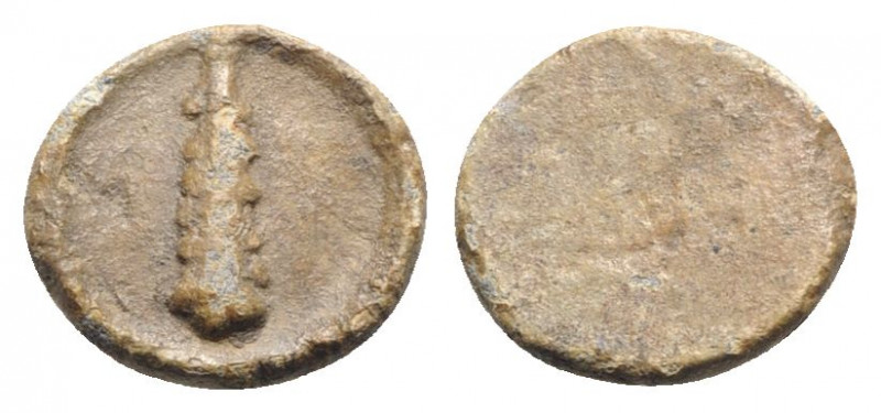 Greek PB Tessera (15mm, 3.06g). Club. R/ Blank. Good VF