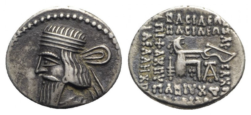 Kings of Parthia, Pakoros I (c. AD 78-120). AR Drachm (19mm, 3.73g, 12h). Ekbata...