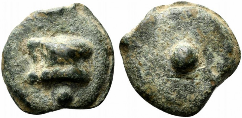 Anonymous, Rome, c. 280 BC. Cast Æ Uncia (27.5mm, 25.25g). Astragalos. R/ Centra...