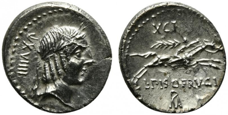 L. Calpurnius Piso Frugi, Rome, 90 BC. AR Denarius (19mm, 3.93g, 1h). Laureate h...