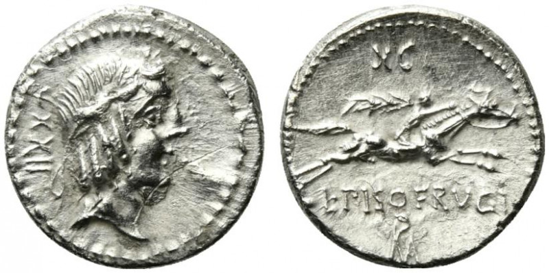 L. Calpurnius Piso Frugi, Rome, 90 BC. AR Denarius (18.5mm, 3.69g, 9h). Laureate...