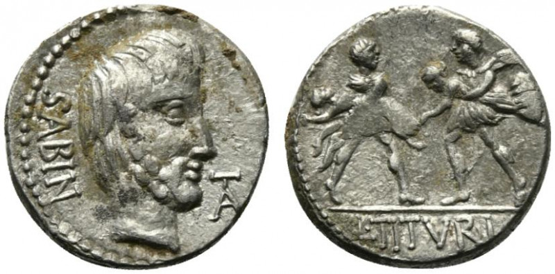 L. Titurius L.f. Sabinus, Rome, 89 BC. AR Denarius (17mm, 3.36g, 1h). Bareheaded...