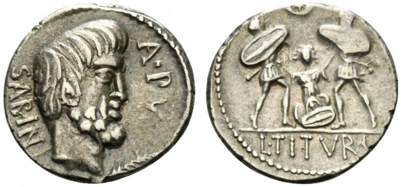 L. Titurius L.f. Sabinus, Rome, 89 BC. AR Denarius (17.5mm, 3.69g, 6h). Barehead...