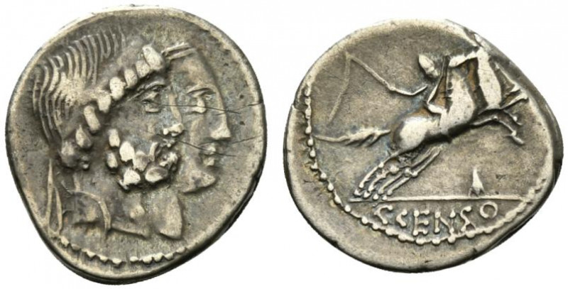 C. Censorinus, Rome, 88 BC. AR Denarius (17.5mm, 3.34g, 3h). Jugate heads of Num...