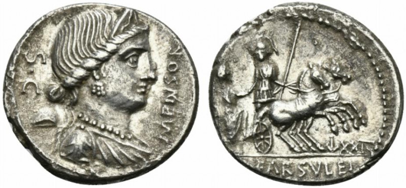 L. Farsuleius Mensor, Rome, 76 BC. AR Denarius (19.5mm, 3.73g, 5h). Diademed and...