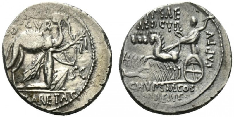 M. Aemilius Scaurus and Pub. Plautius Hypsaeus, Rome, 58 BC. AR Denarius (18mm, ...