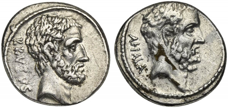 Q. Servilius Caepio (M. Junius) Brutus, Rome, 54 BC. AR Denarius (18mm, 3.93g, 4...