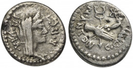Octavian, Military mint traveling with Octavian in Gaul, 39 BC. AR Quinarius (14mm, 1.77g, 3h). Veiled and diademed head of Concordia r. R/ Clasped ha...