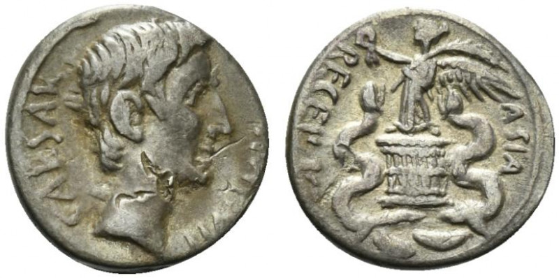 Augustus (27 BC-AD 14). AR Quinarius (14mm, 1.67g, 9h). Uncertain Italian or Eph...