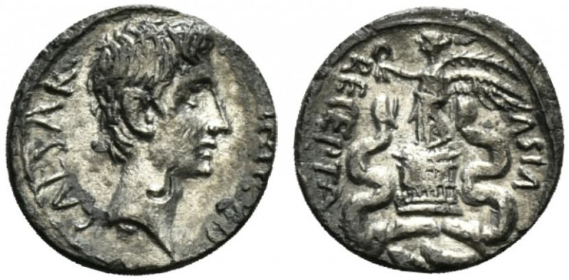 Augustus (27 BC-AD 14). AR Quinarius (14mm, 1.62g, 9h). Uncertain Italian or Eph...