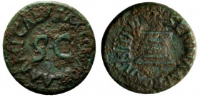 Augustus (27 BC-AD 14). Æ Quadrans (16.5mm, 3.41g). Rome. Apronius, Galus, Messala, Sisenna, moneyers, 5 BC. Legend around large S C. R/ Garlanded alt...