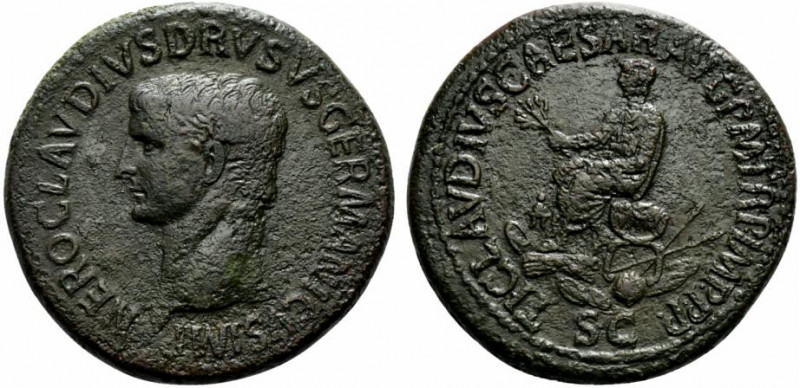 Nero Claudius Drusus (died 9 BC). Æ Sestertius (37mm, 28.48g, 6h). Rome, 42-3. B...