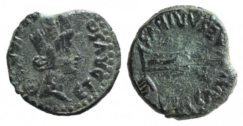 Tiberius (14-37). Spain, Carteia. Æ (18mm, 3.96g, 12h). Germanicus and Drusus, C...