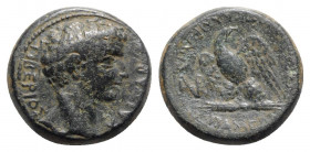 Tiberius (14-37). Phrygia, Apameia. Æ (19mm, 6.48g, 12h). C. Julius Callicles, magistrate, c. 14-9. Bare head r. R/ Eagle standing l. on thunderbolt, ...