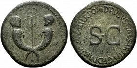 Tiberius and Germanicus Gemellus (19-37/8 and 19-23/4, respectively). Æ Sestertius (35mm, 26.68g, 6h). Rome, 22-3. Crossed cornucopia, each surmounted...