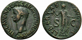 Claudius (41-54). Æ As (28.5mm, 11.00g, 6h). Rome, 42-3. Bare head l. R/ Libertas standing r., holding pileus and extending hand. RIC I 113. Some roug...