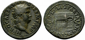 Nero (54-68). Æ As (29mm, 9.19g, 6h). Rome, c. AD 65. Laureate head r. R/ Temple of Janus with latticed windows to l. and closed double doors to r. RI...