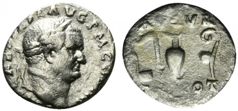 Vespasian (69-79). AR Denarius (16.5mm, 3.03g, 6h). Rome, 72-3. Laureate head r....