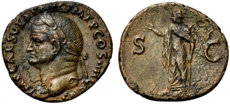 Vespasian (69-79). Æ As (24mm, 7.54g, 6h). Rome, AD 73. Laureate head l. R/ Spes...