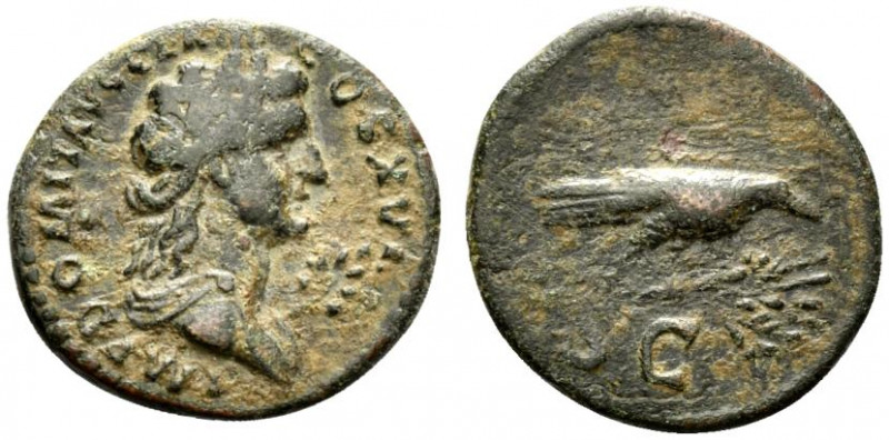 Domitian (81-96). Æ Quadrans (18mm, 3.51g, 6h). Rome, 90-1. Laureate and draped ...