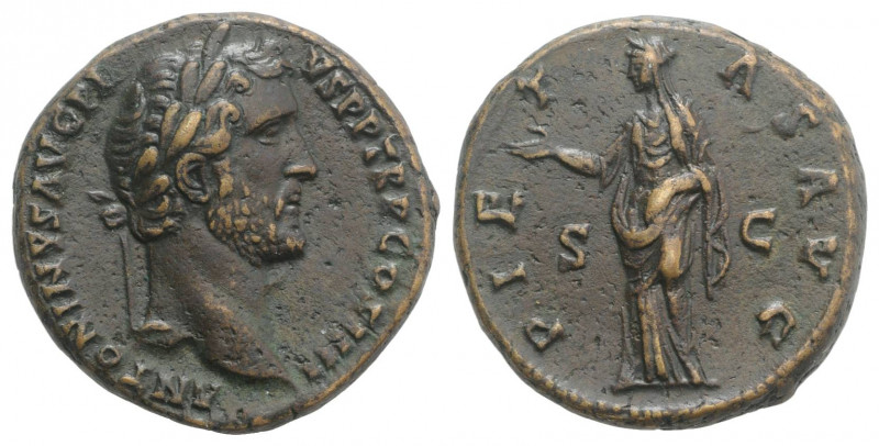 Antoninus Pius (138-161). Æ As (27mm, 12.67g, 3h). Rome, AD 147. Laureate head r...