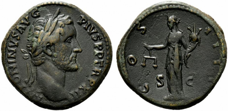 Antoninus Pius (138-161). Æ Sestertius (32.5mm, 26.11g, 12h). Rome, 148-9. Laure...