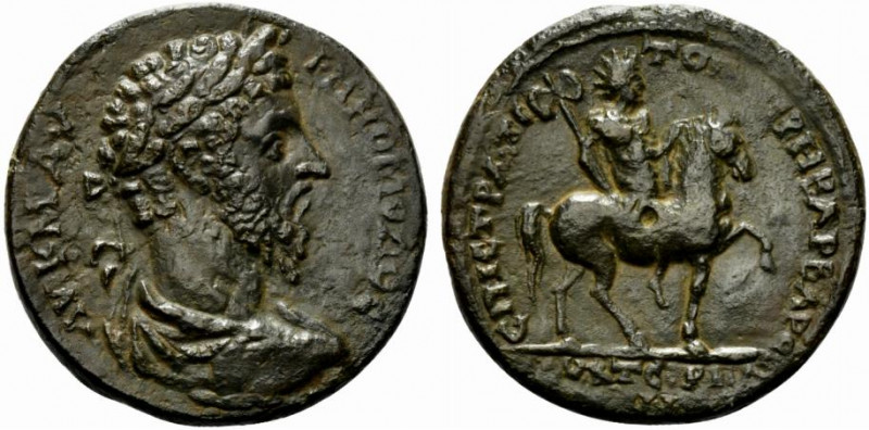 Commodus (177-192). Lydia, Thyateira. Æ (34.5mm, 20.25g, 6h). Titos Aure. Barbar...