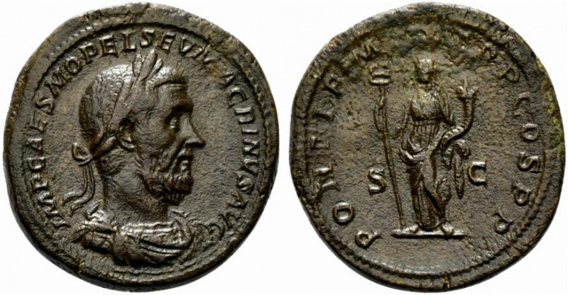 Macrinus (217-218). Æ Sestertius (33.5mm, 28.05g, 12h). Rome, AD 217. Laureate, ...