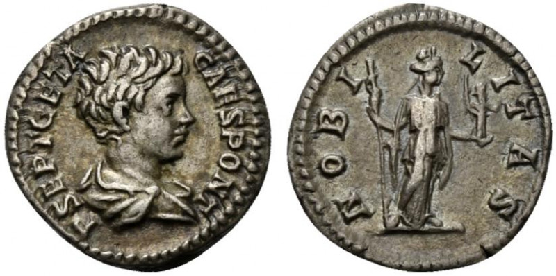 Geta (Caesar, 198-209). AR Denarius (18mm, 3.08g, 6h). Rome, c. 200-5. Bareheade...