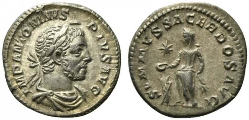 Elagabalus (218-222). AR Denarius (19mm, 2.94g, 12h). Rome, 221-2. Laureate and ...