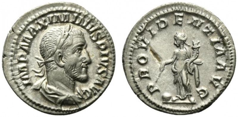 Maximinus I (235-238). AR Denarius (20mm, 3.17g, 6h). Rome, AD 236. Laureate, dr...