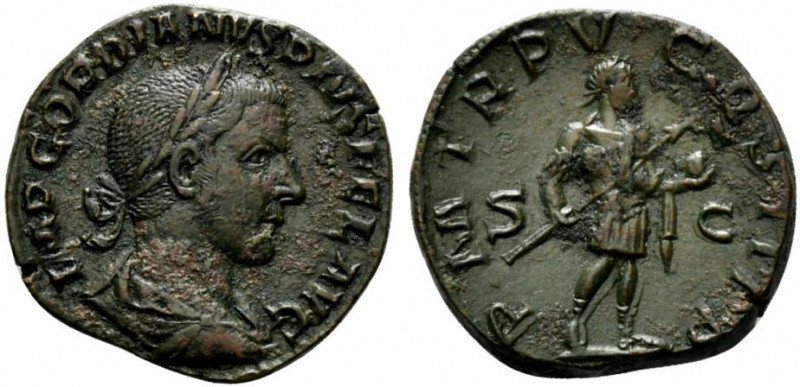 Gordian III (238-244). Æ Sestertius (28.5mm, 19.47g, 12h). Rome, AD 242. Laureat...