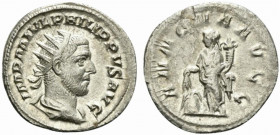 Philip I (244-249). AR Antoninianus (22.5mm, 3.27g, 6h). Rome, 244-7. Radiate, draped and cuirassed bust r. R/ Annona standing l., holding grain ears ...