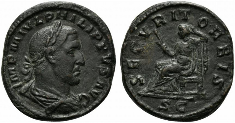 Philip I (244-249). Æ Sestertius (32mm, 20.50g, 12h). Rome, AD 245. Laureate, dr...