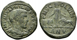 Philip I (244-249). Moesia Superior, Viminacium. Æ (29.5mm, 20.94g, 7h), year 5 (AD 244). Laureate, draped and cuirassed bust r. R/ Moesia standing fa...