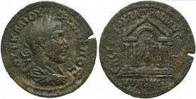 Philip I (244-249). Ionia, Metropolis. Æ (37mm, 17.22g, 6h). Laureate, draped and curiassed bust r. R/ Tetrastyle temple of Ares. RPC VIII online - (u...