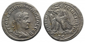 Philip I (244-249). Seleucis and Pieria, Antioch. AR Tetradrachm (27mm, 10.98g, 1h). AD 249. Laureate, draped and cuirassed bust r.; four pellets behi...