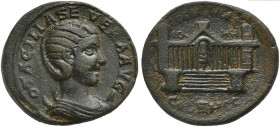 Otacilia Severa (Augusta, 244-249). Coele-Syria, Heliopolis. Æ (31mm, 13.53g, 6h). Diademed and draped bust r., set on crescent. R/ Propylaeum of temp...