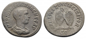 Philip II (Caesar, 244-247). Seleucis and Pieria, Antioch. AR Tetradrachm (27.5mm, 12.72g, 6h). Bareheaded and draped bust r. R/ Eagle standing facing...