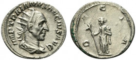 Trajan Decius (249-251). AR Antoninianus (23mm, 3.49g, 6h). Rome, AD 249. Radiate, draped and cuirassed bust r. R/ Dacia standing l., holding staff su...