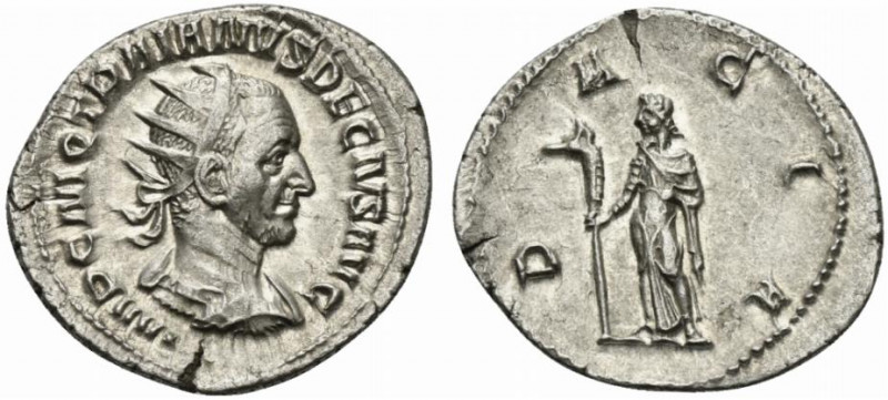 Trajan Decius (249-251). AR Antoninianus (23mm, 4.13g, 6h). Rome, AD 250. Radiat...