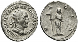 Trajan Decius (249-251). AR Antoninianus (21mm, 4.34g, 12h). Rome, AD 250. Radiate, draped and cuirassed bust r., seen from behind. R/ Dacia standing ...