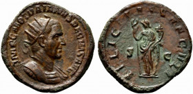 Trajan Decius (249-251). Æ Double Sestertius (37mm, 36.11g, 6h). Rome, AD 250. Radiate and cuirassed bust r. R/ Felicitas standing l., holding long ca...